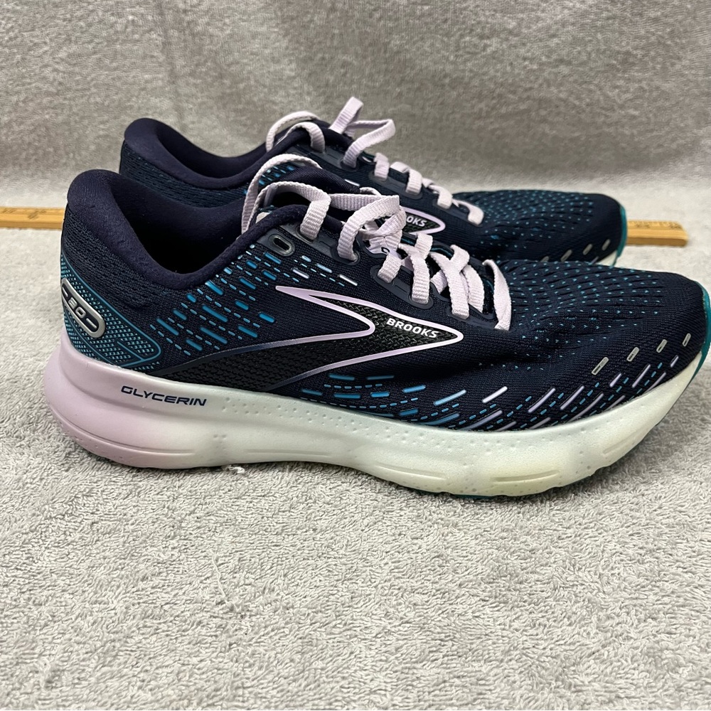 Brooks Glycerin GTS 20 Womens Size 7.5D Blue Pink Black Running Shoes Sneakers